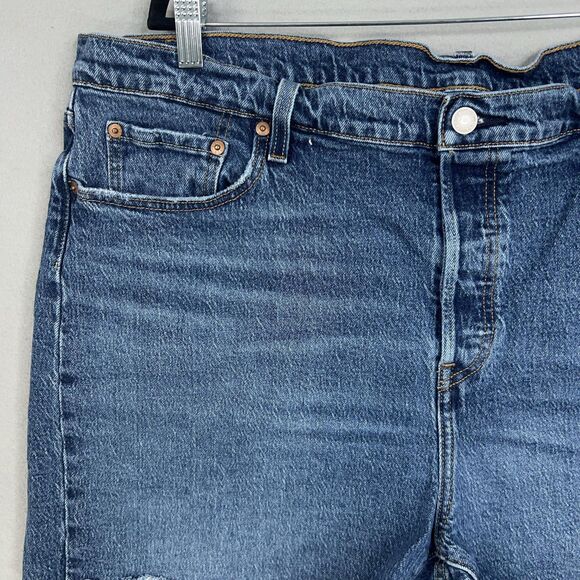 Levis Shorts Womens 20W Blue Denim Cutoff 501 High Rise Button Fly Cowgirl 90s - Picture 2 of 14